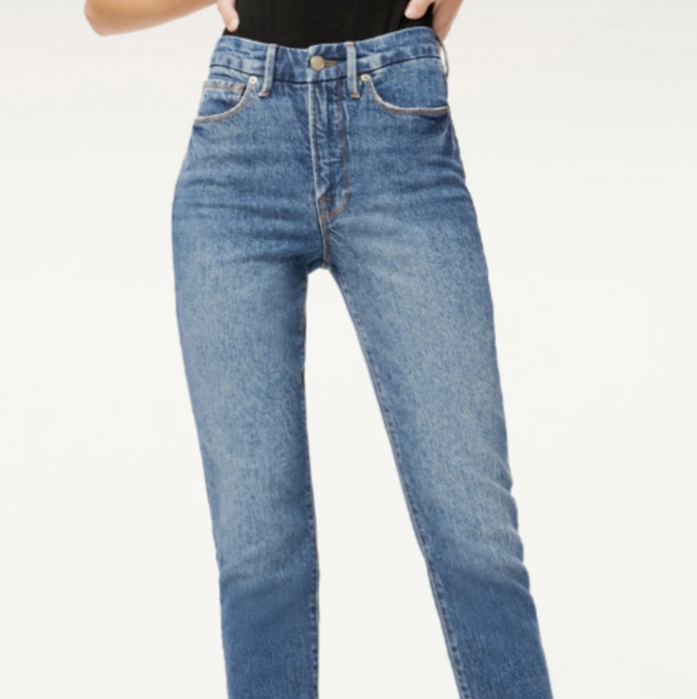 Good American Good Classic Raw Hem Jeans